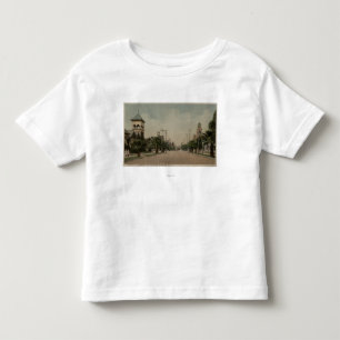 T-shirt Pour Les Tous Petits Vue de rue de Cajon avec quatre églises