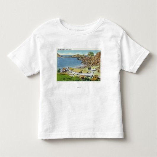 T-shirt Pour Les Tous Petits Vue d'île de Monhegan, scène de plage (Devant)