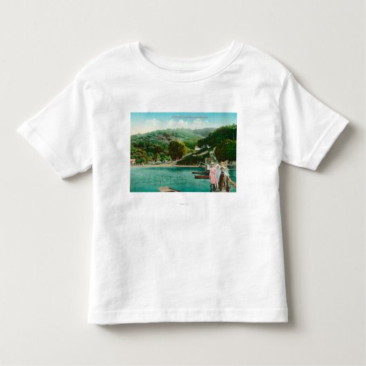 T-shirt Pour Les Tous Petits Vue d'une famille sur le lac DockInverness, CA (Devant)