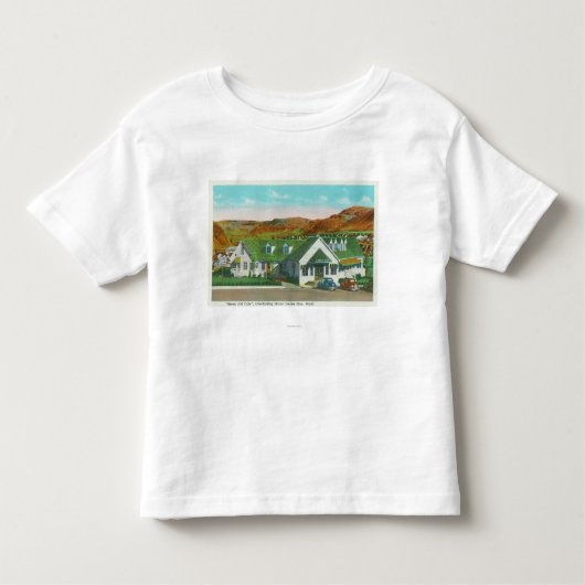 T-shirt Pour Les Tous Petits Vue extérieure de la hutte verte Caf� (Devant)