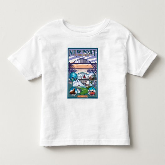 T-shirt Pour Les Tous Petits Vues de ville - Newport, Orégon (Devant)