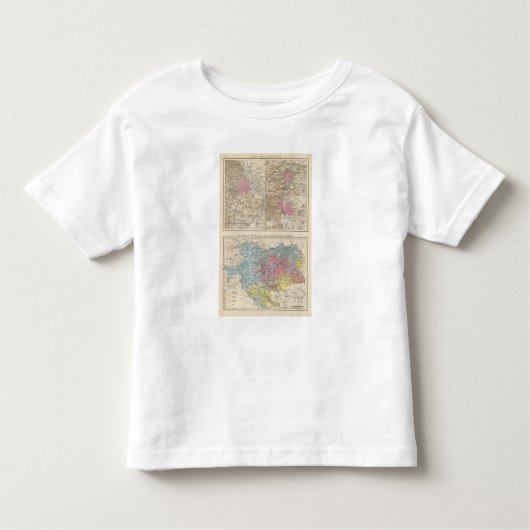 T-shirt Pour Les Tous Petits Wien, Prag, carte de Budapest (Devant)