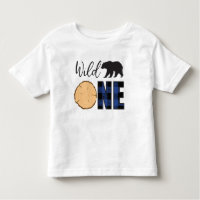 Wild One Black Bear Blue Plaid 1er Anniversaire
