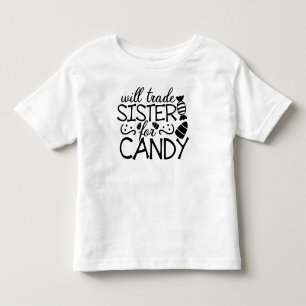 T-shirt Pour Les Tous Petits Will Trade Sister de Candy Halloween White