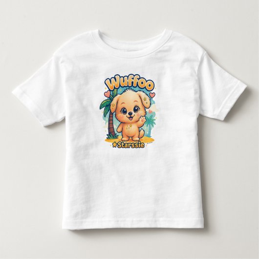 T-shirt Pour Les Tous Petits Wuffoo Starssie Kawaii Puppy Tropical Island (Devant)