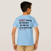 T-shirt pour LUI (jeunesse) : REPENT + Actes 3:19 (Dos entier)
