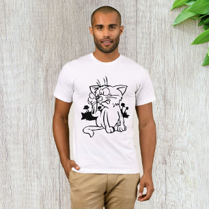 T-Shirt Pour Mens Chat Noir Et Blanc