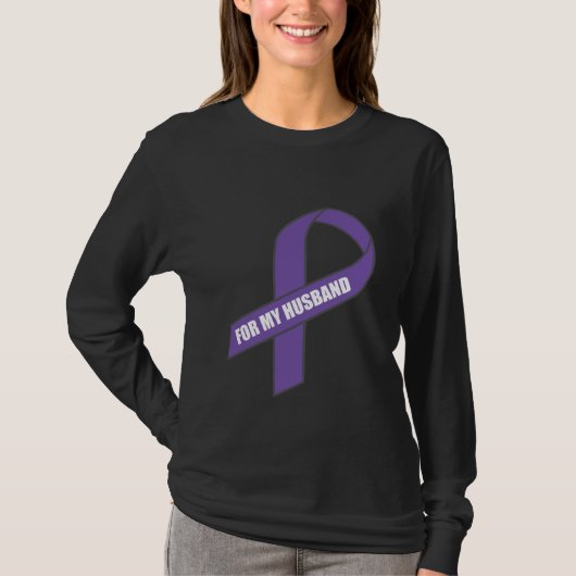 T-shirt Pour mon mari (ruban pourpre) (Devant)