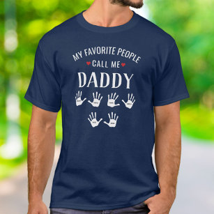 T-shirt Pour papa, 6 enfants Noms empreintes personnelles 