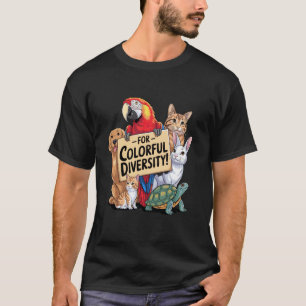T-shirt pour Perroquet de Diversité Colorée Chat Lapin Tor