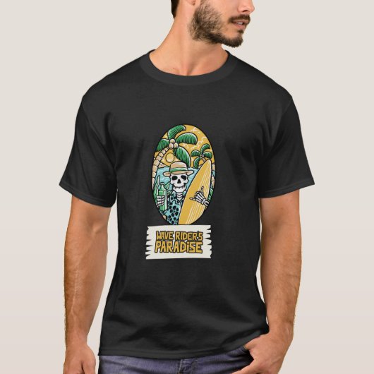 T-Shirt pour surfeur de squelette du paradis de l' (Devant)