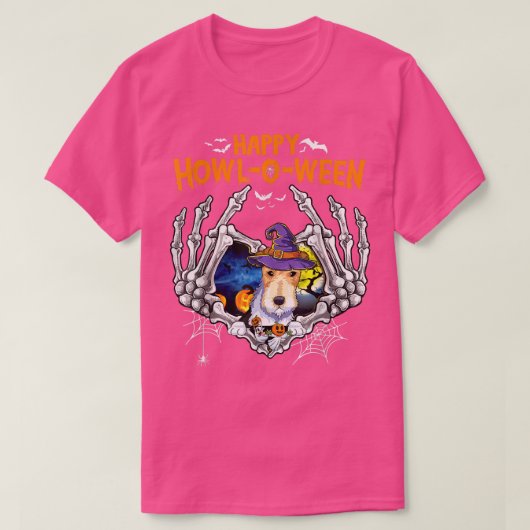 T-shirt Pour Terrier Skeleton Heart Happy HowlOWeen Costum (Design devant)
