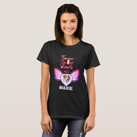 T-shirt Pour toujours dans notre coeur, chien Memorial T-s (Devant entier)