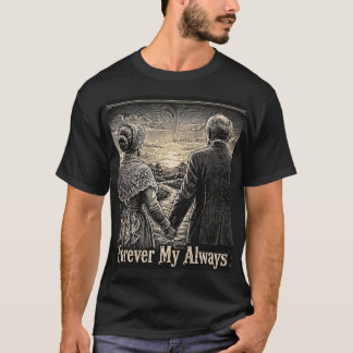T-shirt Pour toujours mon toujours Gravure sur bois vintag
