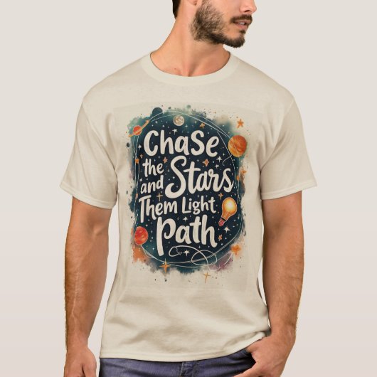 T-shirt pourchasser et les étoiles chemin léger (Devant)