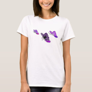 T-shirt pourpre de papillons de Lupie Lucy