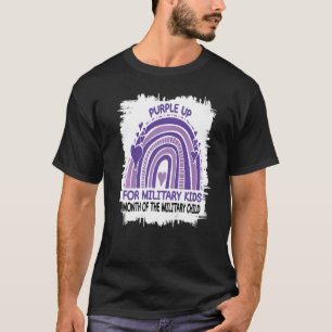 T-shirt Pourpre Pour Les Enfants Militaires Mois De L'Armé