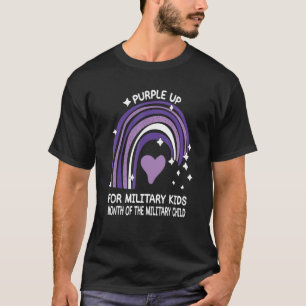 T-shirt Pourpre Pour Les Enfants Militaires Mois De L'Armé