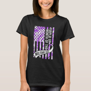 T-shirt Pourpre Pour Les Enfants Militaires Mois De L'Armé