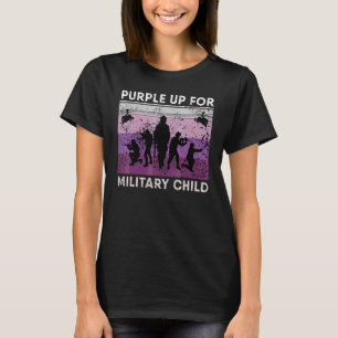 T-shirt Pourpre Pour Les Enfants Militaires Mois De L'Armé