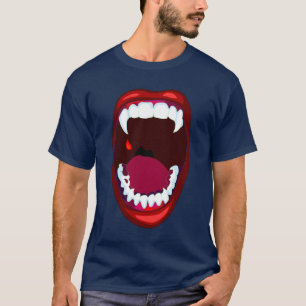 T-shirt Pourpre rouge de crocs de démon d'exposition