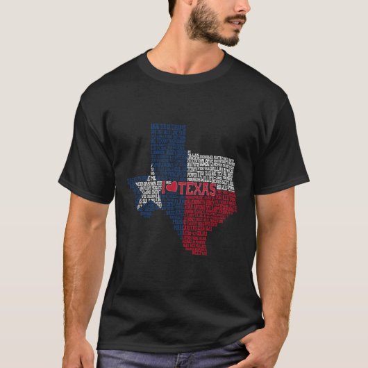 T-shirt Pourquoi j'aime le Texas Typographic Design (Devant)