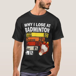 T-shirt Pourquoi Je Perds À Badminton Drôle Ma Faute