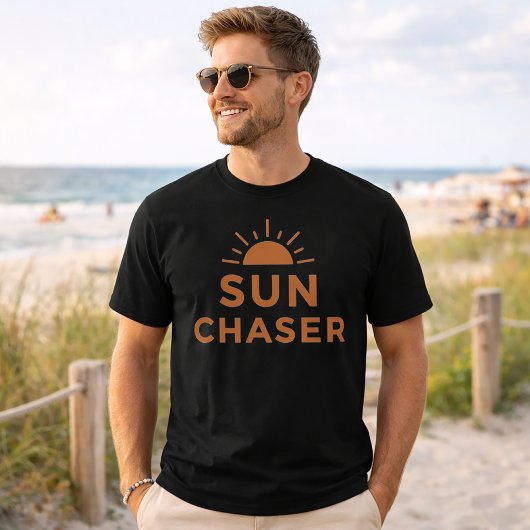 T-shirt Poursuite du Soleil Typographie Graphique Coucher