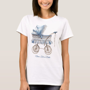 T-shirt Poussette Classique Bébé Mignon Bleu Floral Femmes