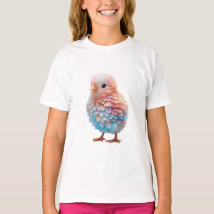 T-shirt Poussin Bébé aux Plumes Arc-en-ciel Pastel pour En