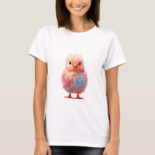 T-shirt Poussin Bébé Fluffy Arc-en-Ciel Pastel Femmes