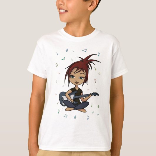 T-shirt Poussin de guitare (version 1, avec des notes de (Devant)