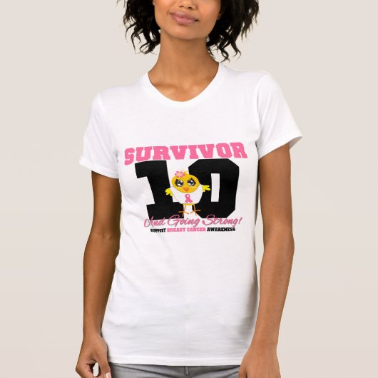 T-shirt Poussin de survivant de cancer du sein 10 ans (Devant)