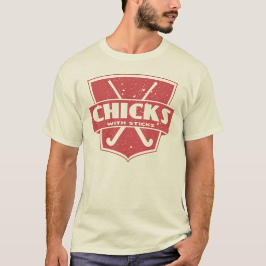 T-shirt Poussins d'hockey de champ avec des bâtons (Devant)