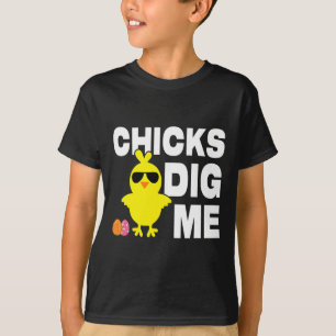 T-shirt Poussins Me Creuser Hommes Garçons Drôle Chasse au