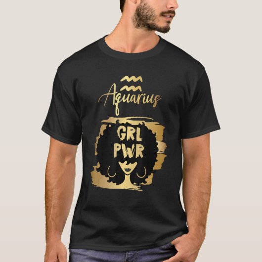 T-shirt Power Aquarius Girl Zodiac (Devant)