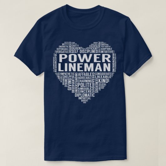 T-shirt Power Lineman Heart (Design devant)
