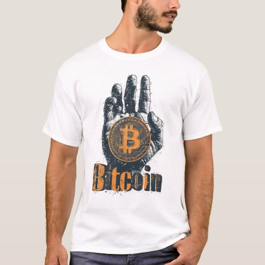 T-shirt Power of bitcoin cryptocurrency Hand Design (Devant)