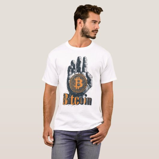 T-shirt Power of bitcoin cryptocurrency Hand Design (Devant entier)