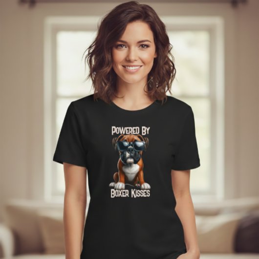 T-shirt Powered by Boxer Kisses – Funny Boxer Dog Graphic