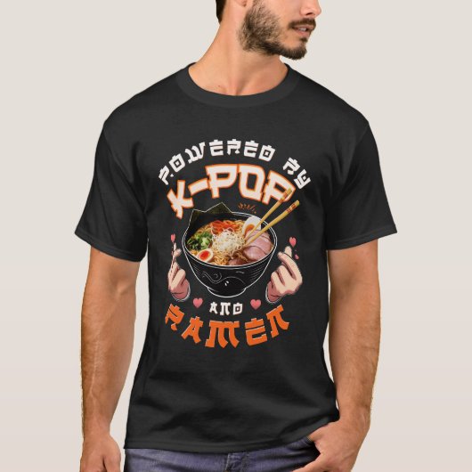 T-shirt Powered By Kpop And Ramen Funny Fan Music Food Lov (Devant)