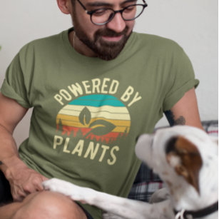 T-shirt Powered by Plante Vegan Vegetarian Retro