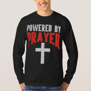 T-shirt Powered By Prayer Croix Dieu Jésus Christian Men W
