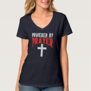 T-shirt Powered By Prayer Croix Dieu Jésus Christian Men W