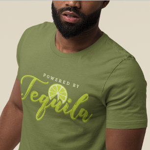 T-shirt Powered by Tequila Lime Green Funny Party Gag