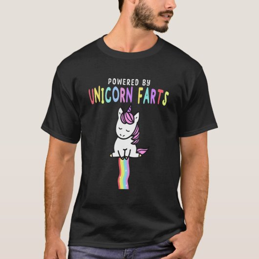T-shirt Powered By Unicorn Farts Bright Rainbows Kids Unic (Devant)
