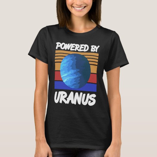 T-shirt Powered By URANUS Retro Solar System Planet Design (Devant)