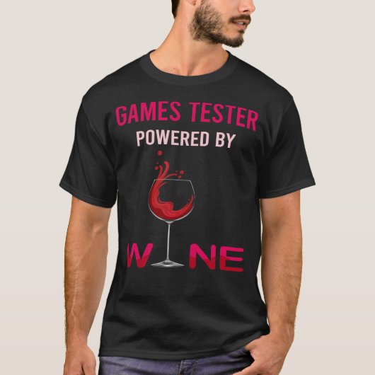 T-shirt Powered By Wine Games Tester (Devant)