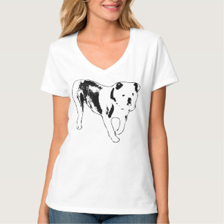 T-shirt Powerful Bulldog Side View Black and White Art