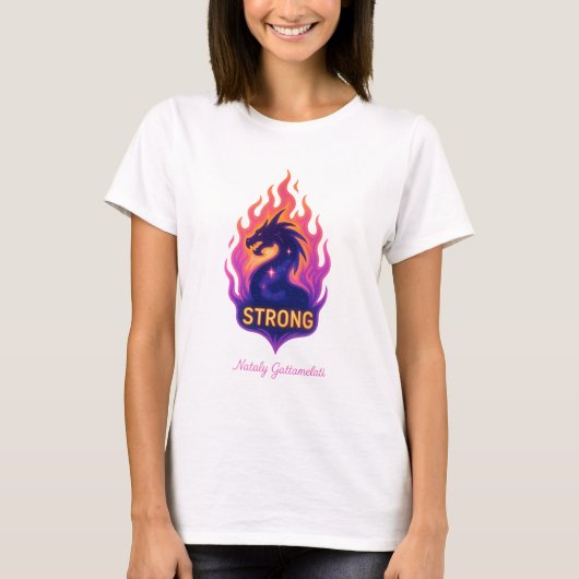 T-shirt Powerful Dragon Fire — Strong Motivational Design (Devant)